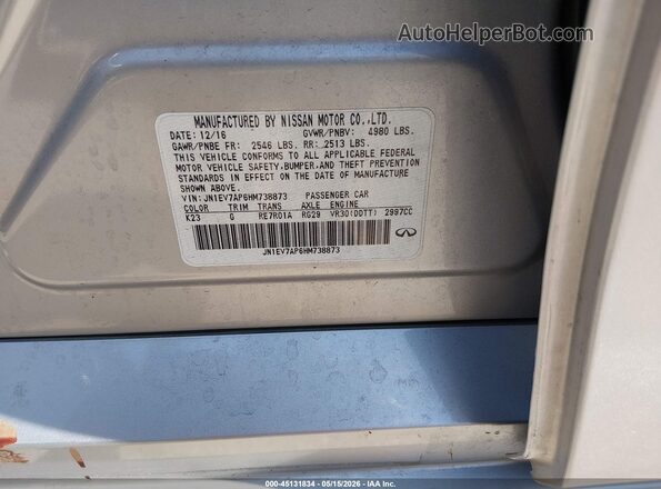 JN1EV7AP6HM738873 2017 INFINITI Q50 Silver 