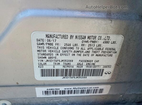 JN1EV7AP6JM352069 2018 INFINITI Q50 Silver 