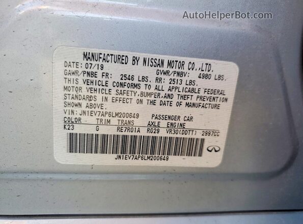 JN1EV7AP6LM200649 2020 INFINITI Q50 Silver Շարժիչի բաժամունքի տեսք