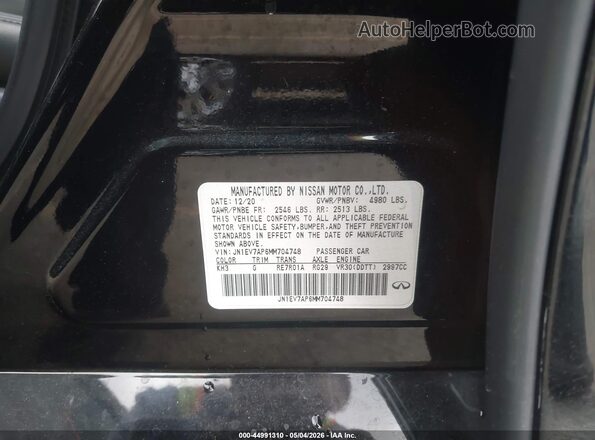 JN1EV7AP6MM704748 2021 INFINITI Q50 Black Vista del compartimento del motor