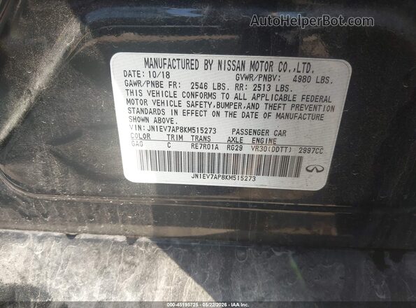 JN1EV7AP8KM515273 2019 INFINITI Q50 Black Engine compartment view