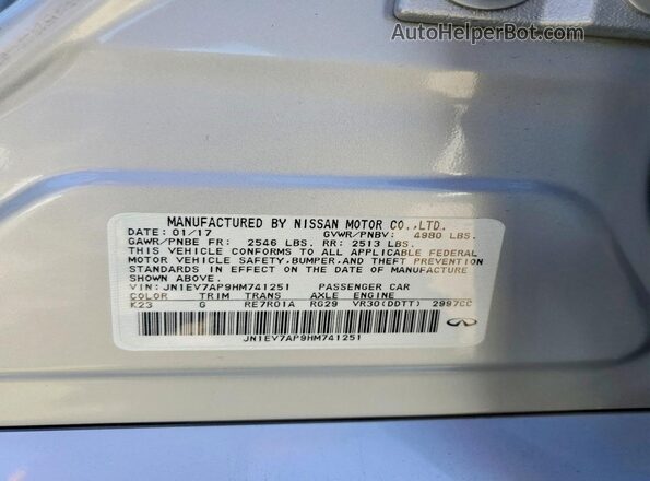 JN1EV7AP9HM741251 2017 INFINITI Q50 Silver 