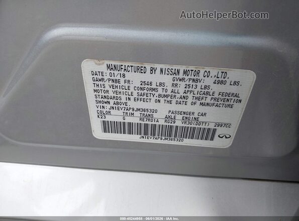 JN1EV7AP9JM365320 2018 INFINITI Q50 Silver Շարժիչի բաժամունքի տեսք