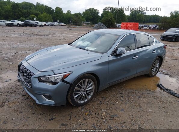 JN1EV7AR2JM442031 2018 INFINITI Q50 Light Blue Առջևի ձախ երեք քառորդ տեսարան