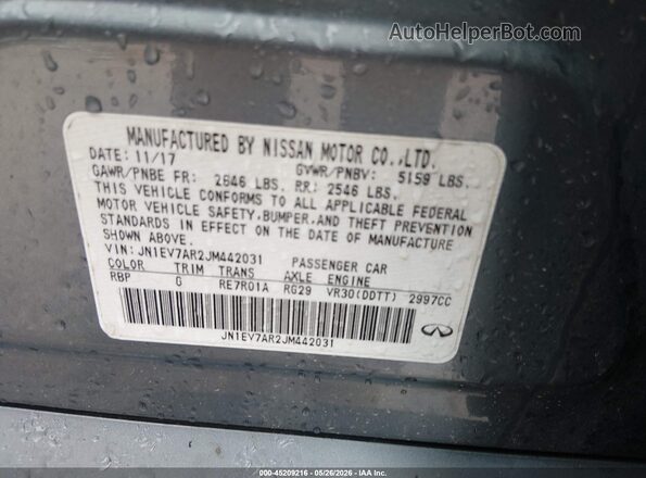 JN1EV7AR2JM442031 2018 INFINITI Q50 Light Blue Շարժիչի բաժամունքի տեսք
