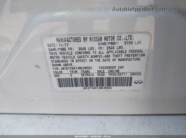 JN1EV7AR7JM439562 2018 INFINITI Q50 Белый Вид подкапотного пространства