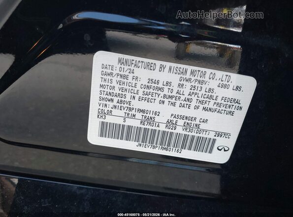 JN1EV7BP1RM601162 2024 INFINITI Q50 Black ძრავის განყოფილების ხედი