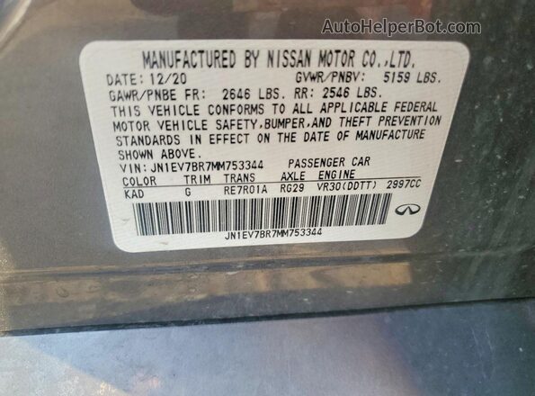 JN1EV7BR7MM753344 2021 INFINITI Q50 Gray Շարժիչի բաժամունքի տեսք
