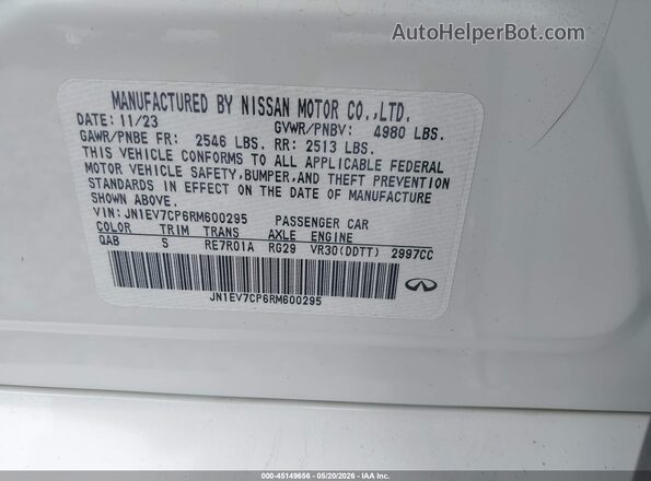 JN1EV7CP6RM600295 2024 INFINITI Q50 Белый Вид подкапотного пространства