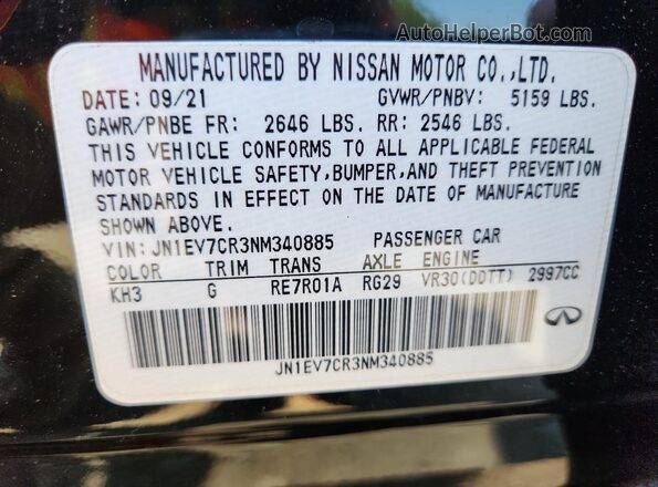 JN1EV7CR3NM340885 2022 INFINITI Q50 Черный 