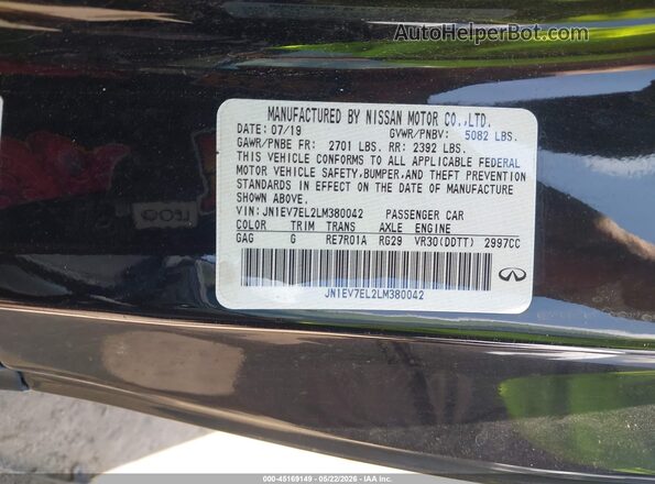 JN1EV7EL2LM380042 2020 INFINITI Q60 Black Widok komory silnika