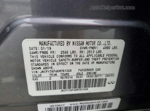 JN1FV7AP4KM761046 2019 INFINITI Q50 Gray Շարժիչի բաժամունքի տեսք