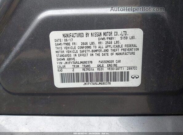 JN1FV7AR4JM480378 2018 INFINITI Q50 Gray Շարժիչի բաժամունքի տեսք