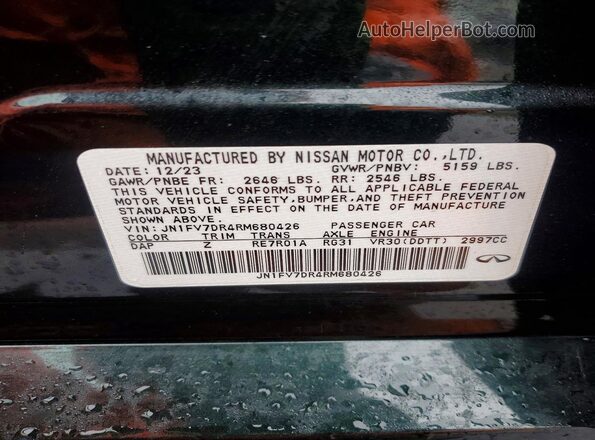 JN1FV7DR4RM680426 2024 INFINITI Q50 Black Vista de la etiqueta del VIN