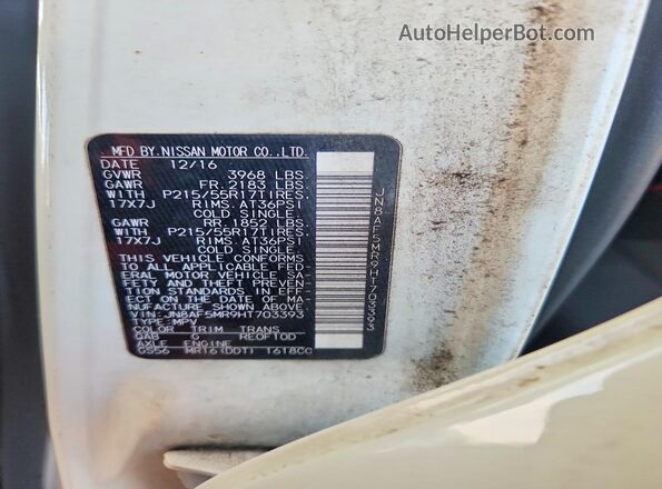 JN8AF5MR9HT703393 2017 NISSAN JUKE White Շարժիչի բաժամունքի տեսք