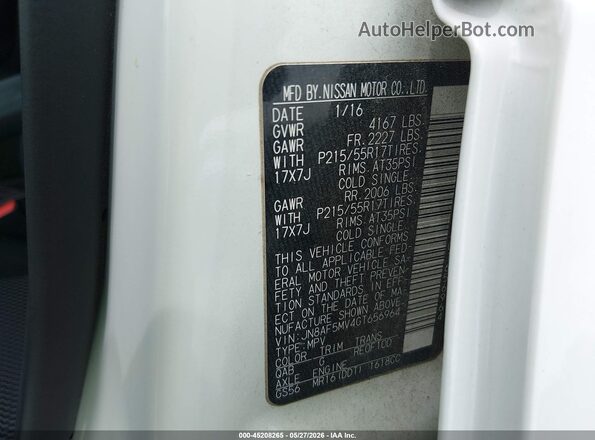 JN8AF5MV4GT656964 2016 NISSAN JUKE Белый Вид подкапотного пространства