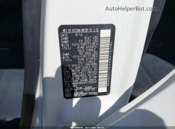 JN8AF5MV5HT750224 2017 NISSAN JUKE White Widok komory silnika