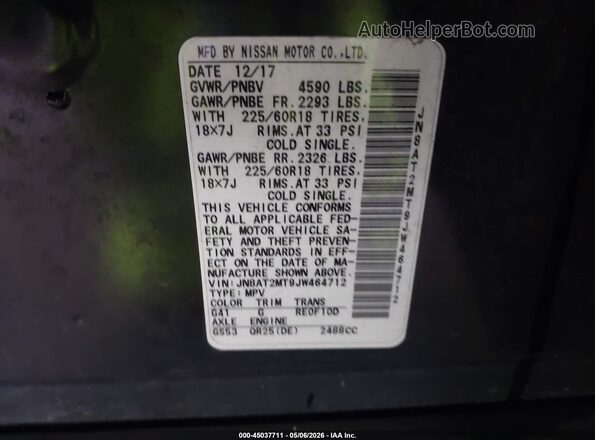 JN8AT2MT9JW464712 2018 NISSAN ROGUE Black 