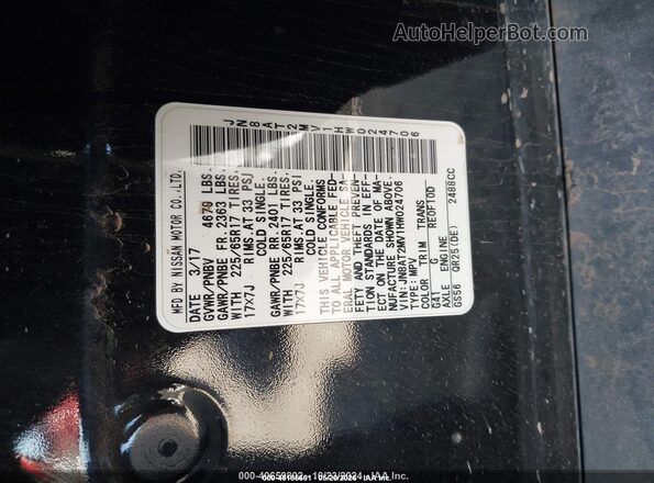JN8AT2MV1HW024706 2017 NISSAN ROGUE Black Շարժիչի բաժամունքի տեսք