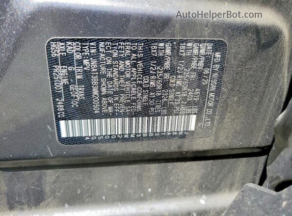 JN8AT3BB3MW200504 2021 NISSAN ROGUE Gray VIN კოდის სტიკერის ხედი