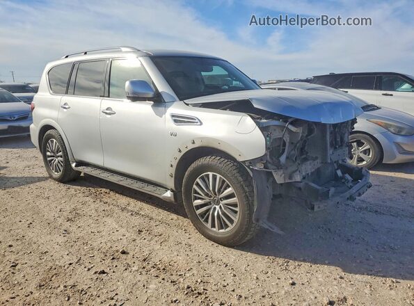JN8AY2BA6M9372480 2021 NISSAN ARMADA Серебряный Передняя правая четверть