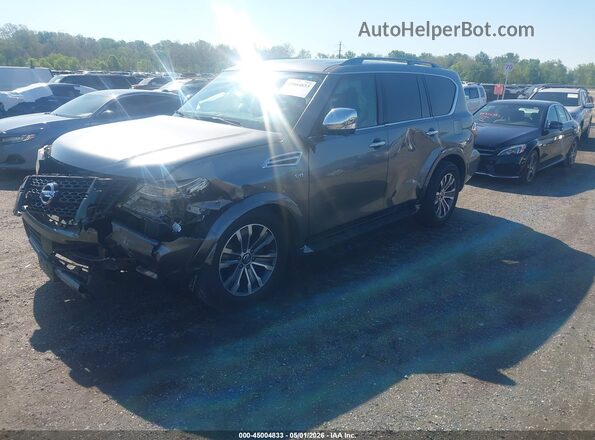 JN8AY2ND2K9089299 2019 NISSAN ARMADA Gray Vista tres cuartos delantera izquierda