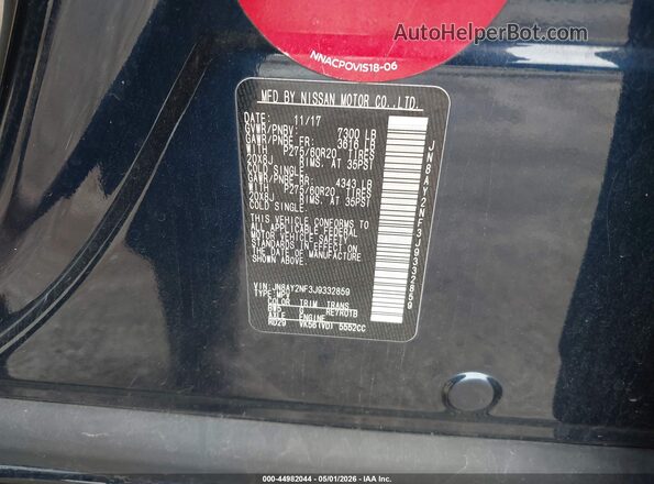 JN8AY2NF3J9332859 2018 NISSAN ARMADA Синий Вид подкапотного пространства