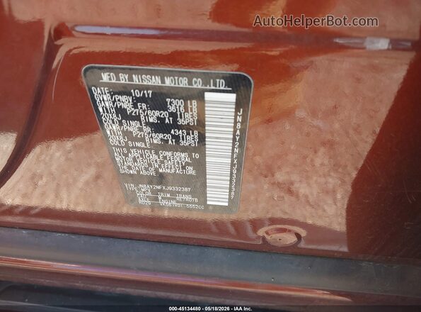 JN8AY2NFXJ9332387 2018 NISSAN ARMADA Brown 