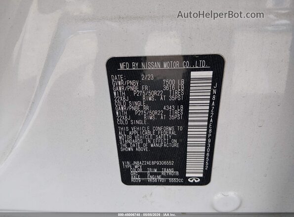 JN8AZ2AE8P9306552 2023 INFINITI QX80 White 
