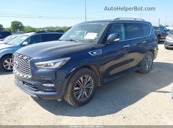 JN8AZ2AF1M9719837 2021 INFINITI QX80 Dark Blue წინა მარცხენა ხედი სამი მეოთხედიდან