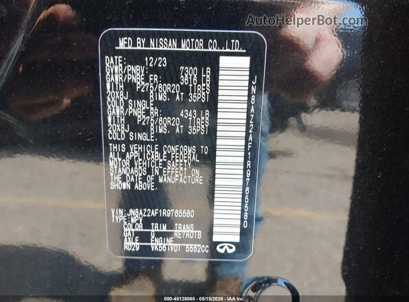 JN8AZ2AF1R9765580 2024 INFINITI QX80 Black Vista del compartimento del motor