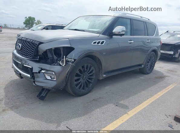 JN8AZ2NC1G9403049 2016 INFINITI QX80 Gray Առջևի ձախ երեք քառորդ տեսարան