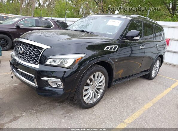 JN8AZ2NE0G9120384 2016 INFINITI QX80 Black Առջևի ձախ երեք քառորդ տեսարան