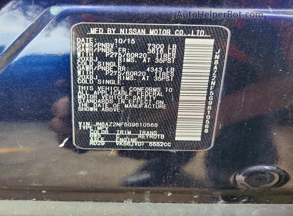 JN8AZ2NF5G9610568 2016 INFINITI QX80 Blue 