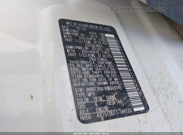 JN8BT3BA1RW359346 2024 NISSAN ROGUE Белый 