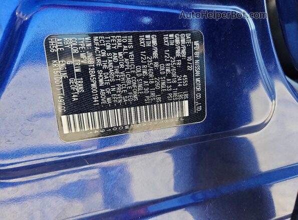 JN8BT3BA5PW001941 2023 NISSAN ROGUE Blue Вид наклейки з VIN-кодом