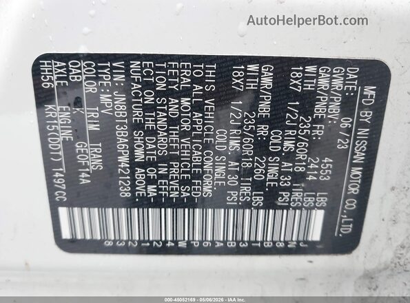 JN8BT3BA6PW421238 2023 NISSAN ROGUE White Widok komory silnika