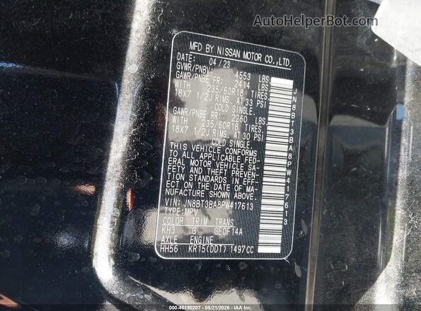 JN8BT3BA8PW417613 2023 NISSAN ROGUE Black Vista del compartimento del motor
