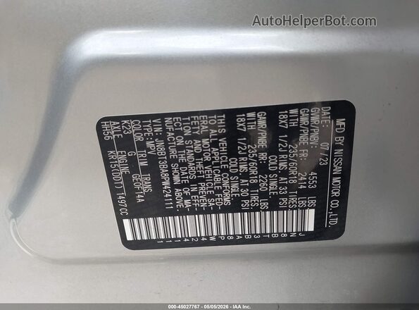 JN8BT3BA8PW424111 2023 NISSAN ROGUE Silver 