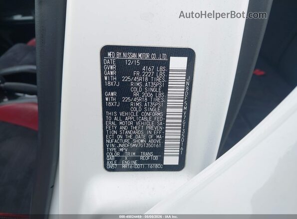JN8DF5MV7GT350161 2016 NISSAN JUKE White Շարժիչի բաժամունքի տեսք