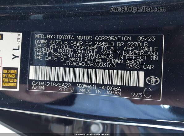 JTDACACU7P3003163 2023 TOYOTA PRIUS PRIME Black Widok komory silnika