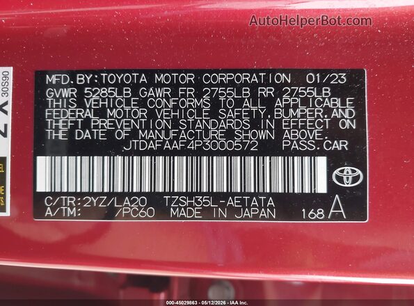JTDAFAAF4P3000572 2023 TOYOTA CROWN Red Widok komory silnika