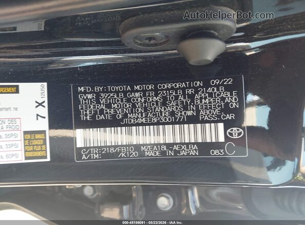 JTDB4MEE8P3001771 2023 TOYOTA COROLLA Black Widok komory silnika