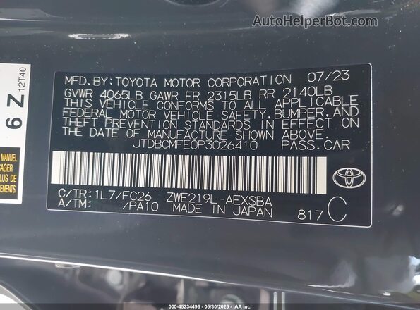 JTDBCMFE0P3026410 2023 TOYOTA COROLLA Gray Vista del compartimento del motor