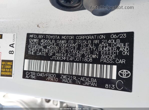 JTDBCMFE4PJ011808 2023 TOYOTA LL Белый Вид подкапотного пространства