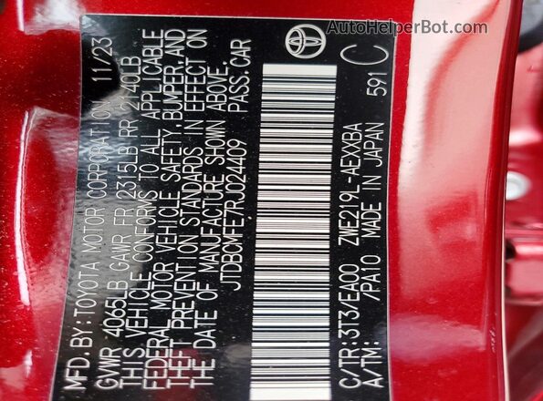 JTDBCMFE7RJ024409 2024 TOYOTA COROLLA Red 