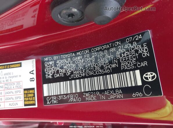 JTDBCMFE9RJ035461 2024 TOYOTA COROLLA Red Vista del compartimento del motor
