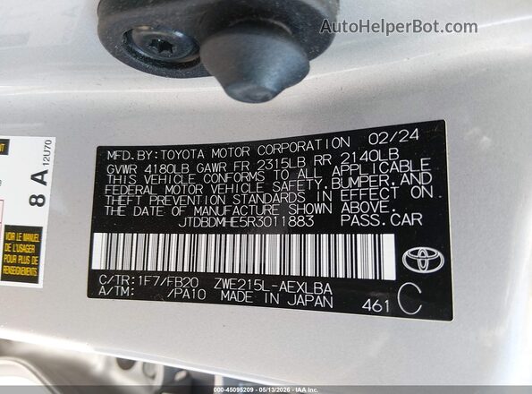 JTDBDMHE5R3011883 2024 TOYOTA LL Silver 