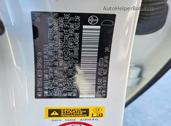 JTDBVRBD5JA004698 2018 TOYOTA MIRAI White Вид підкапотного простору