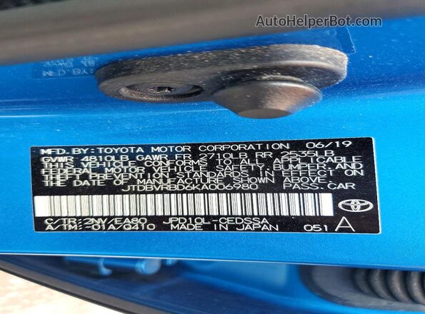 JTDBVRBD6KA006980 2019 TOYOTA MIRAI Blue Շարժիչի բաժամունքի տեսք